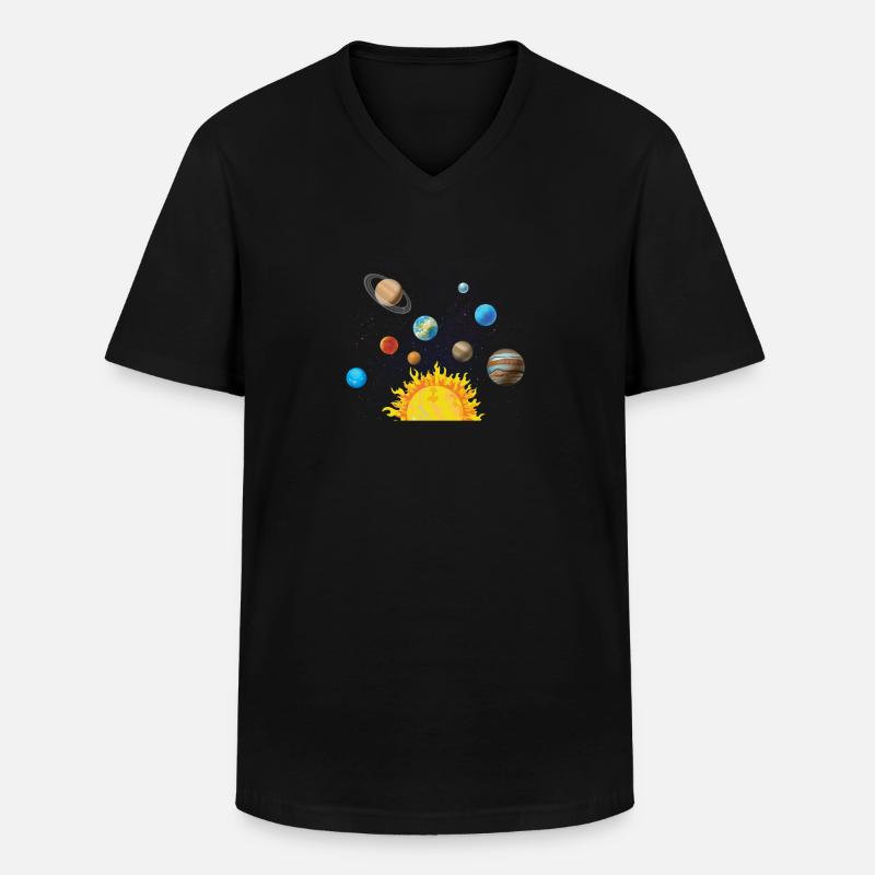 Solar System Space - Männer-T-Shirt mit V-Ausschnitt - Schwarz