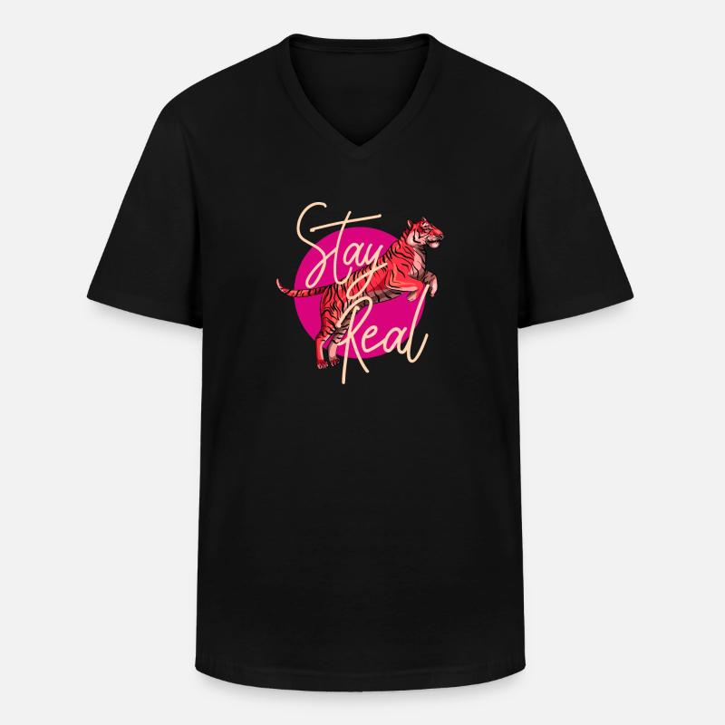 Tiger Kunst Design - Männer-T-Shirt mit V-Ausschnitt - Schwarz