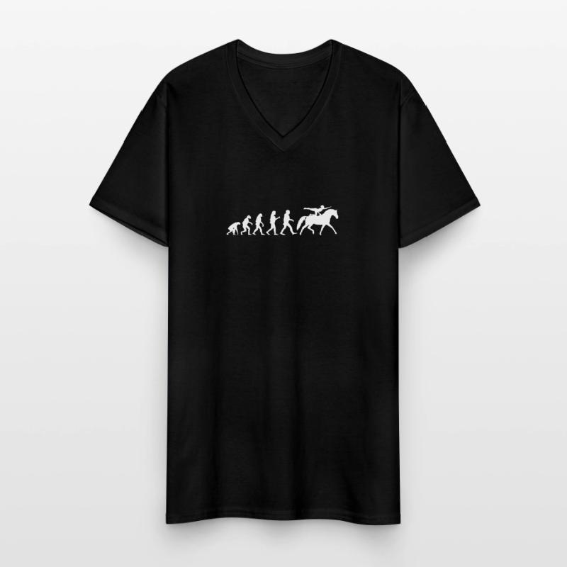 Evolution Voltigier Chevaux Équestres Voltige T-shirt col V Homme