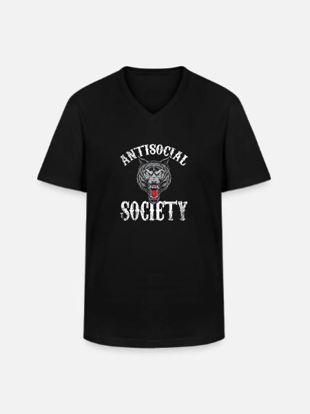 Société antisociale - T-shirt col V Homme - noir