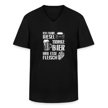 Ich Fahre Diesel Trinke Bier Und Esse Fleisch - Männer-T-Shirt mit V-Ausschnitt - Schwarz - Vorne - AI Model Male 178 dark (178cm)