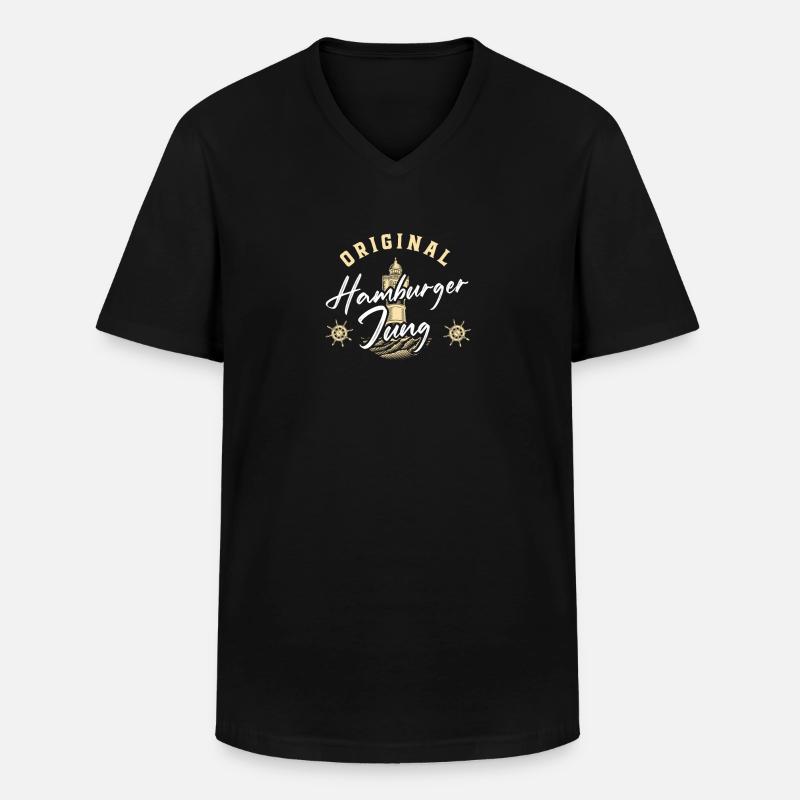 Geschenkidee Hamburger Jung - Männer-T-Shirt mit V-Ausschnitt - Schwarz