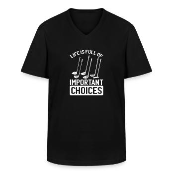 Golf Golf Golf Clubs Sport Golf Ball siger - Klassisk herre T-shirt med V-udskæring - sort - Foran - AI Model Male 178 dark (178cm)