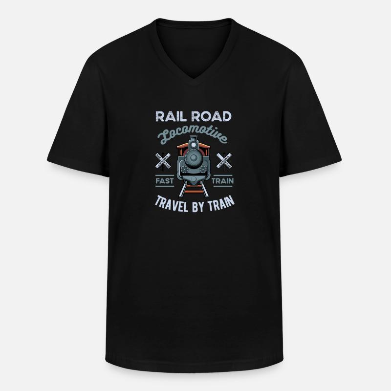 Zug - Männer-T-Shirt mit V-Ausschnitt - Schwarz