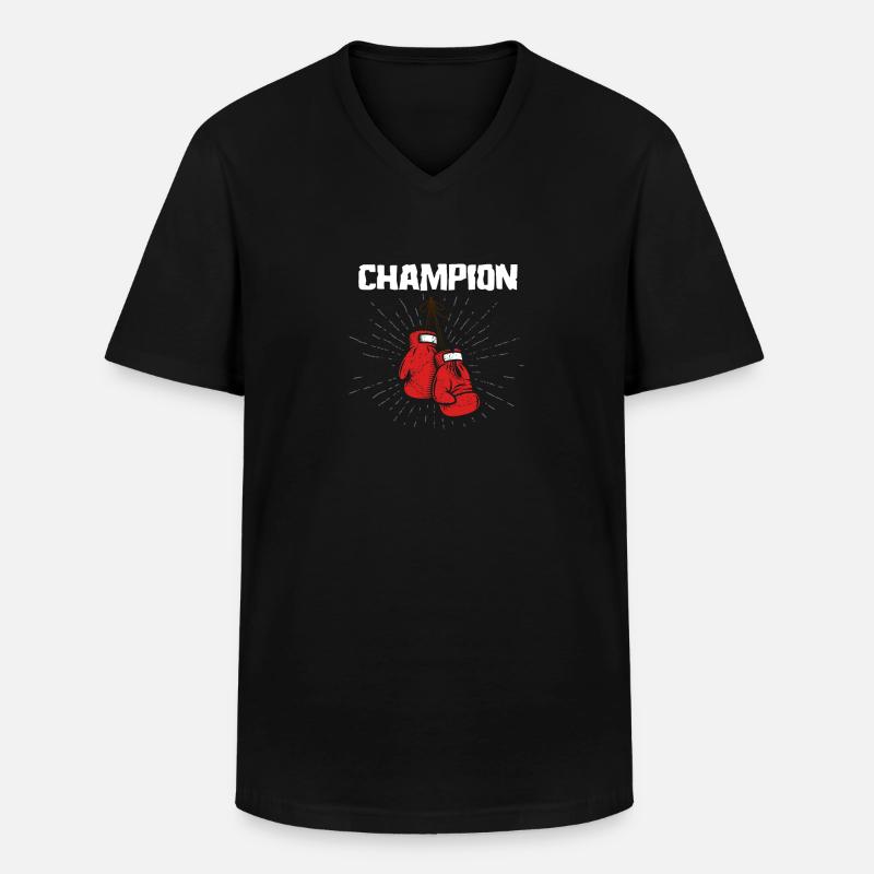 Boxen Champ - Männer-T-Shirt mit V-Ausschnitt - Schwarz