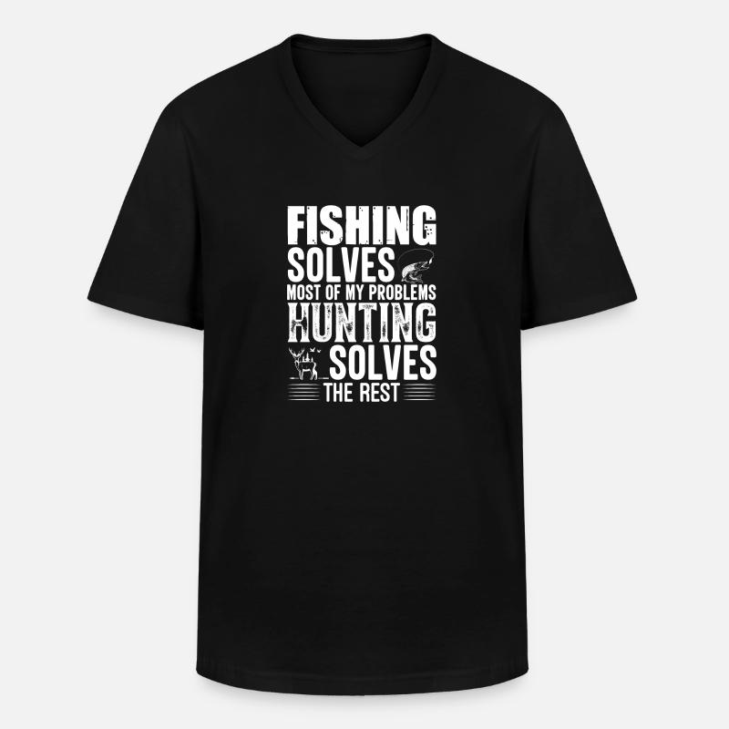 Fischen Jagd - Männer-T-Shirt mit V-Ausschnitt - Schwarz