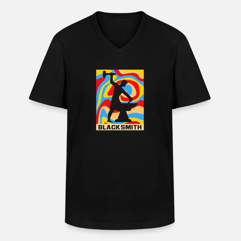 Amboss Schmiedekunst - Männer-T-Shirt mit V-Ausschnitt - Schwarz