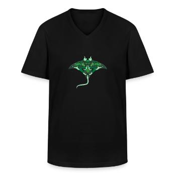 Raie épine - T-shirt col V Homme - noir - Devant - AI Model Male 178 dark (178cm)