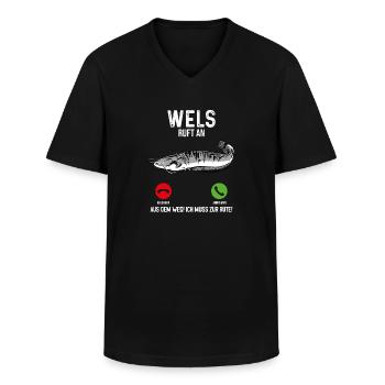 Wels Angeln - Männer-T-Shirt mit V-Ausschnitt - Schwarz - Vorne - AI Model Male 178 dark (178cm)