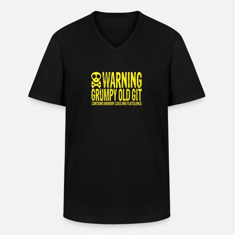 Warning Grumpy Old Git - Men's V-Neck T-Shirt - black