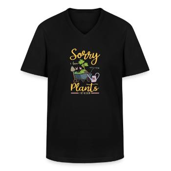 Jardinier plante tomate arrosoir disant cadeau - T-shirt col V Homme - noir - Devant - AI Model Male 178 dark (178cm)