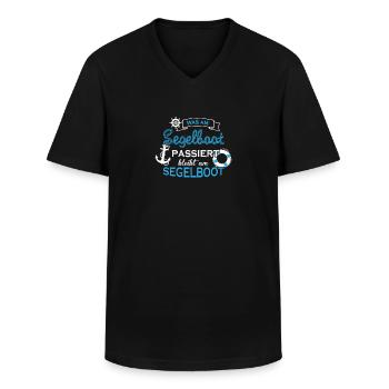 Was am Segelboot passiert bleibt am Segelboot - Männer-T-Shirt mit V-Ausschnitt - Schwarz - Vorne - AI Model Male 178 dark (178cm)