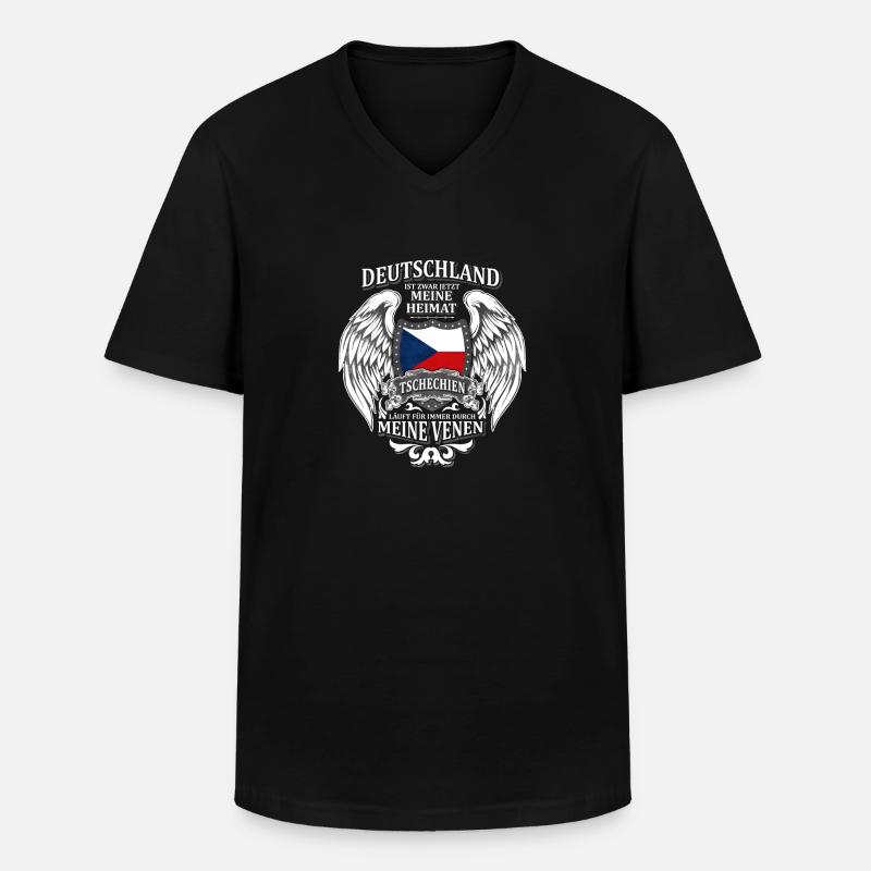 Tschechien - Männer-T-Shirt mit V-Ausschnitt - Schwarz