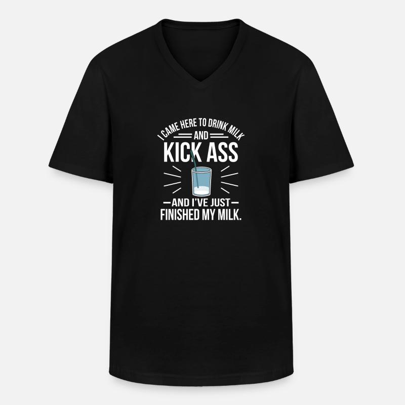 Milch - Männer-T-Shirt mit V-Ausschnitt - Schwarz