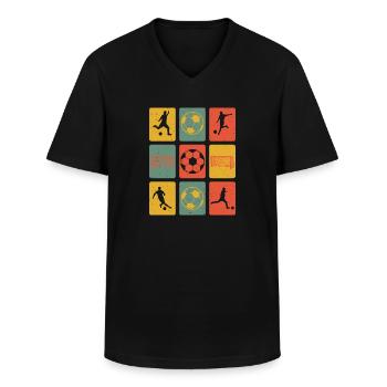 Retro Fußball Fußballer Pose Fussballspieler - Männer-T-Shirt mit V-Ausschnitt - Schwarz - Vorne - AI Model Male 178 dark (178cm)