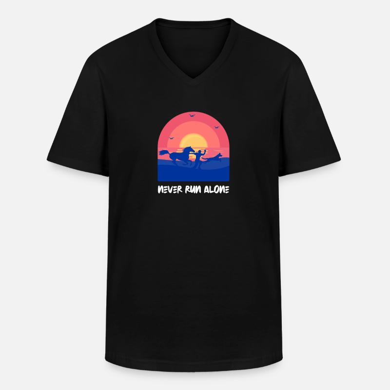 Pferd Hund Pony - Männer-T-Shirt mit V-Ausschnitt - Schwarz