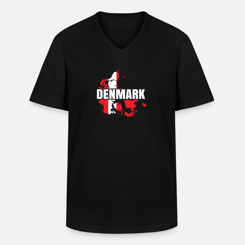 Dänemark - Männer-T-Shirt mit V-Ausschnitt - Schwarz
