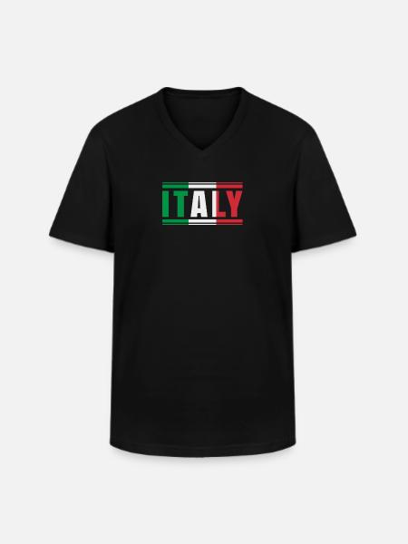 Italy - Men's V-Neck T-Shirt - black
