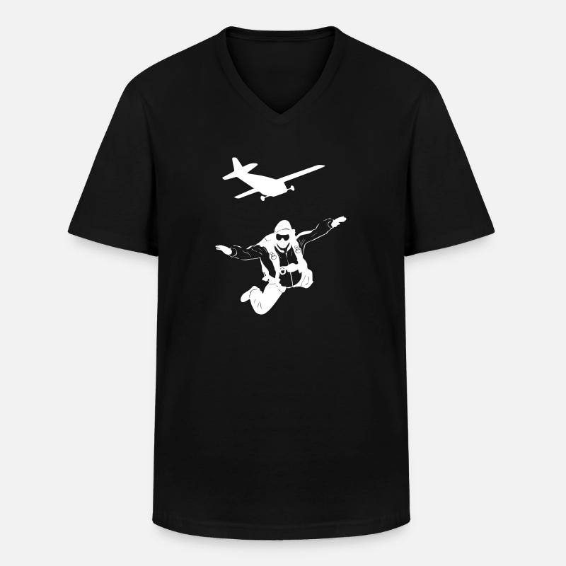 glider parachute drone - Männer-T-Shirt mit V-Ausschnitt - Schwarz
