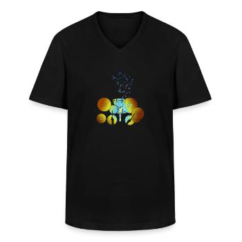 Percussion Rétro Instrument de musique Note de musique Drum - T-shirt col V Homme - noir - Devant - AI Model Male 178 dark (178cm)