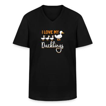 Ich liebe meine Entenbabys Enten Mama Laufente - Männer-T-Shirt mit V-Ausschnitt - Schwarz - Vorne - AI Model Male 178 dark (178cm)