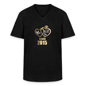 2015 Ehepaare 6. Hochzeitstag - Männer-T-Shirt mit V-Ausschnitt - Schwarz - Vorne - AI Model Male 178 dark (178cm)