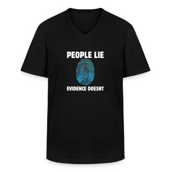 Les gens ne mentent pas les preuves légiste - T-shirt col V Homme - noir - Devant - AI Model Male 178 dark (178cm)