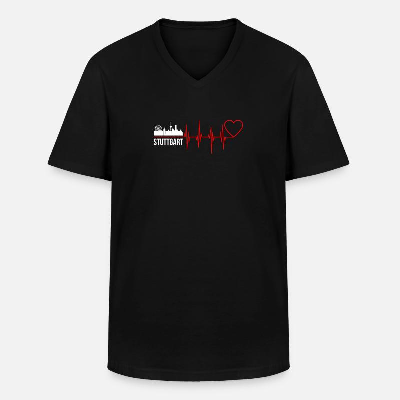 Stuttgart - Männer-T-Shirt mit V-Ausschnitt - Schwarz