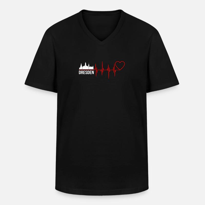 Dresden - Männer-T-Shirt mit V-Ausschnitt - Schwarz