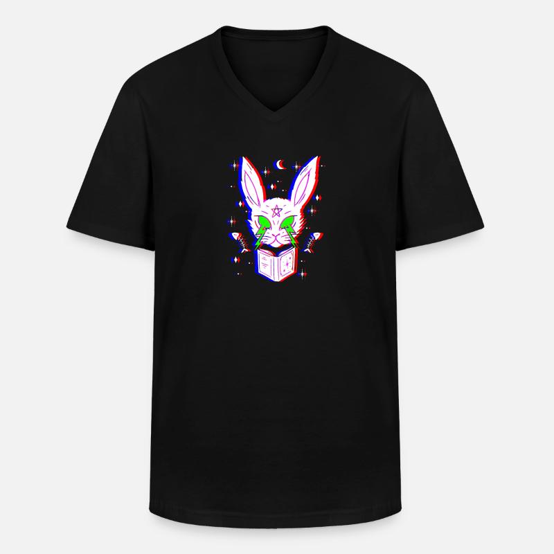 Techno Hase Dämon Halloween Gothic - Männer-T-Shirt mit V-Ausschnitt - Schwarz