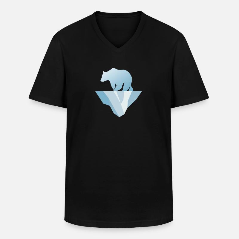 Eisbär - Männer-T-Shirt mit V-Ausschnitt - Schwarz