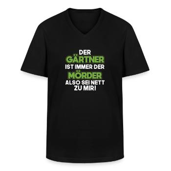 Der Gärtner Ist Immer Der Mörder Lustiger Garten - Männer-T-Shirt mit V-Ausschnitt - Schwarz - Vorne - AI Model Male 178 dark (178cm)