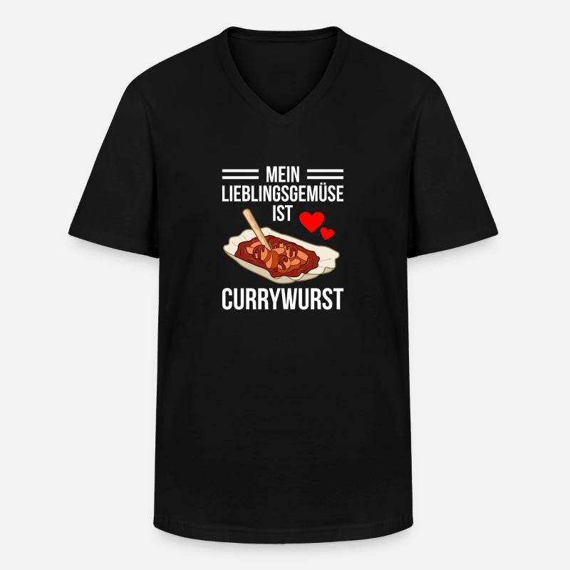 Currywurst - Männer-T-Shirt mit V-Ausschnitt - Schwarz
