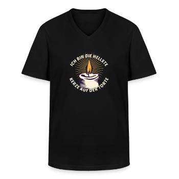 Hellste Kerze Auf Der Torte - Sprüche Deutsch - Männer-T-Shirt mit V-Ausschnitt - Schwarz - Vorne - AI Model Male 178 dark (178cm)