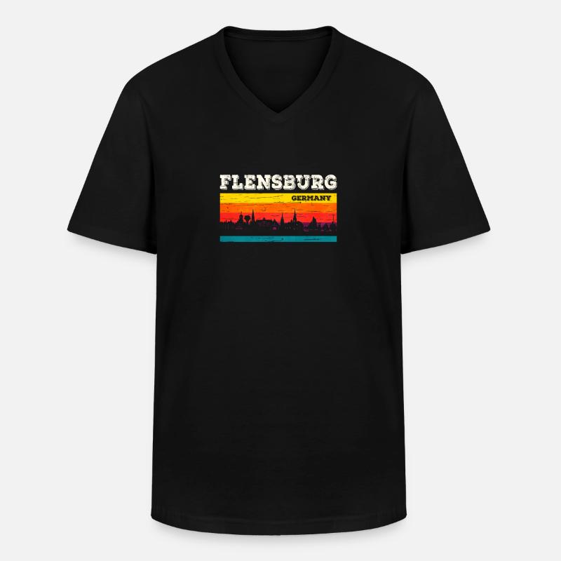 Flensburg - Männer-T-Shirt mit V-Ausschnitt - Schwarz