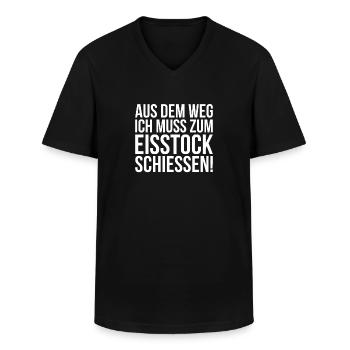 Aus Dem Weg Ich Muss Zum Eisstock Schießen - Männer-T-Shirt mit V-Ausschnitt - Schwarz - Vorne - AI Model Male 178 dark (178cm)