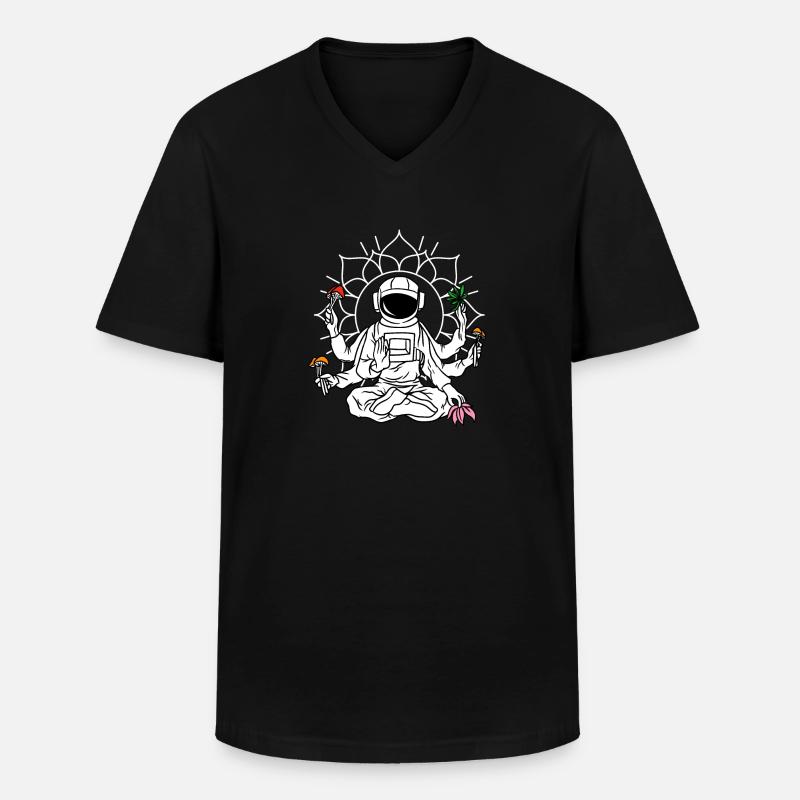 Astronaut Magic Mushrooms Psychedelic LSD - Klassisk T-skjorte med V-hals for menn - svart
