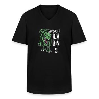 Dinosaurier 5 Geburtstag Deko ich bin 5 Dino Junge - Männer-T-Shirt mit V-Ausschnitt - Schwarz - Vorne - AI Model Male 178 dark (178cm)