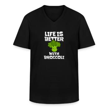Brocolis - T-shirt col V Homme - noir - Devant - AI Model Male 178 dark (178cm)