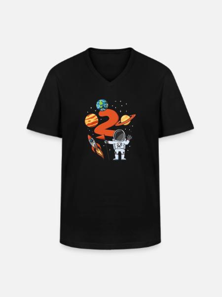 Astronaut birthday 2 years - Men's V-Neck T-Shirt - black