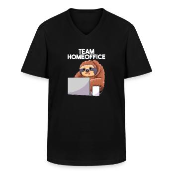 Team Home Office Sloth Home Office Laptop - Men's V-Neck T-Shirt - black - Front - AI Model Male 178 dark (178cm)