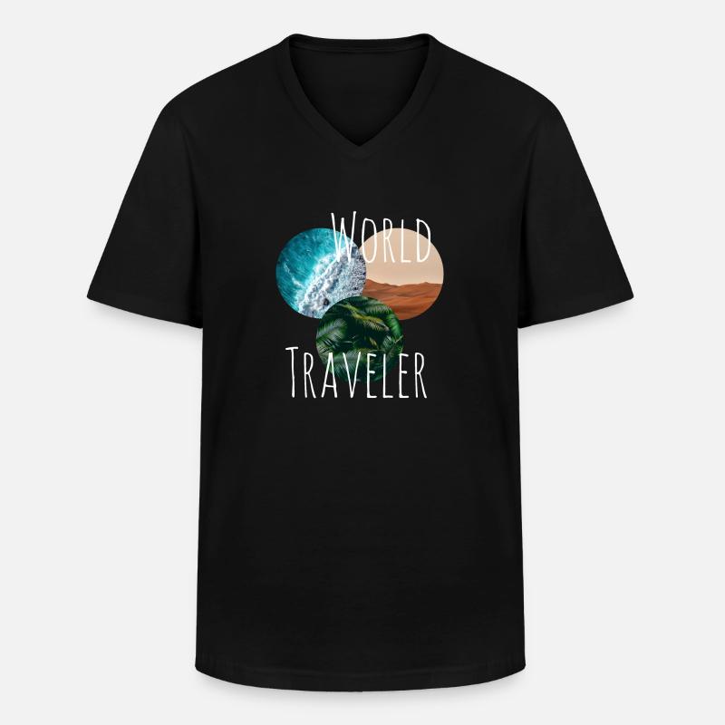 Weltreise - Männer-T-Shirt mit V-Ausschnitt - Schwarz