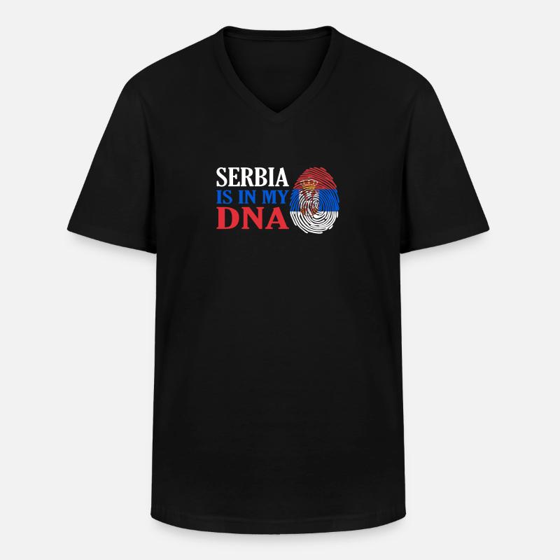 Serbien - Männer-T-Shirt mit V-Ausschnitt - Schwarz