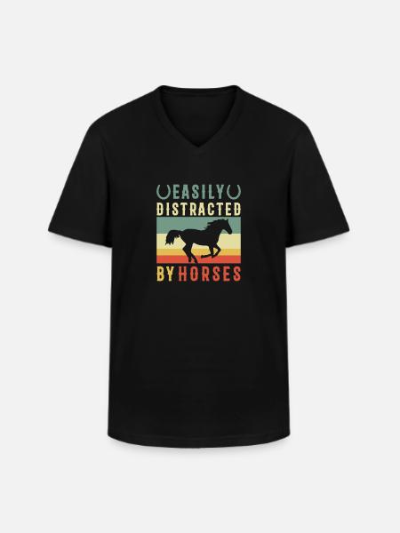 Horses Distraction - Men's V-Neck T-Shirt - black