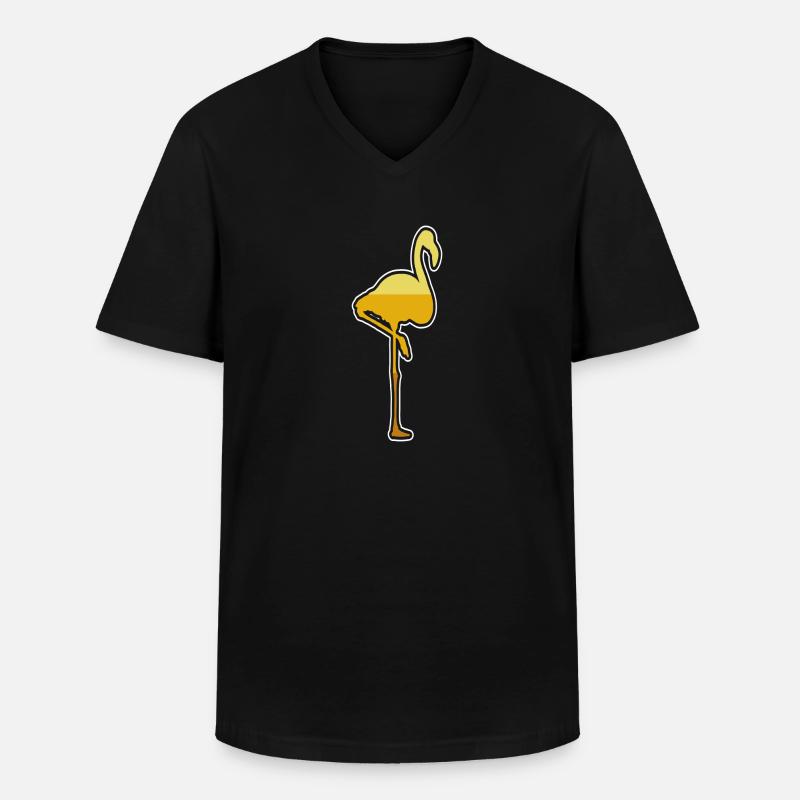 Flamingo Bird - Männer-T-Shirt mit V-Ausschnitt - Schwarz