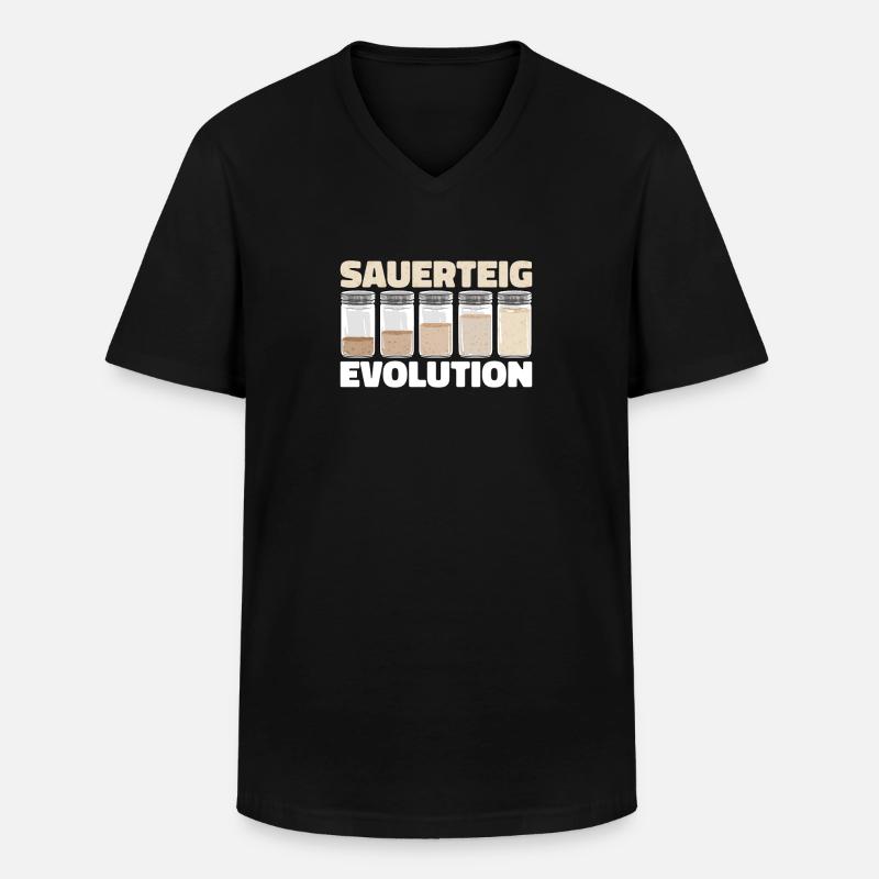 Bäcker Bäckerei Pan Sauerteig Evolution - Männer-T-Shirt mit V-Ausschnitt - Schwarz