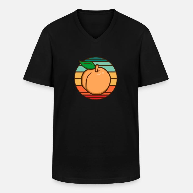 Pfirsich - Männer-T-Shirt mit V-Ausschnitt - Schwarz
