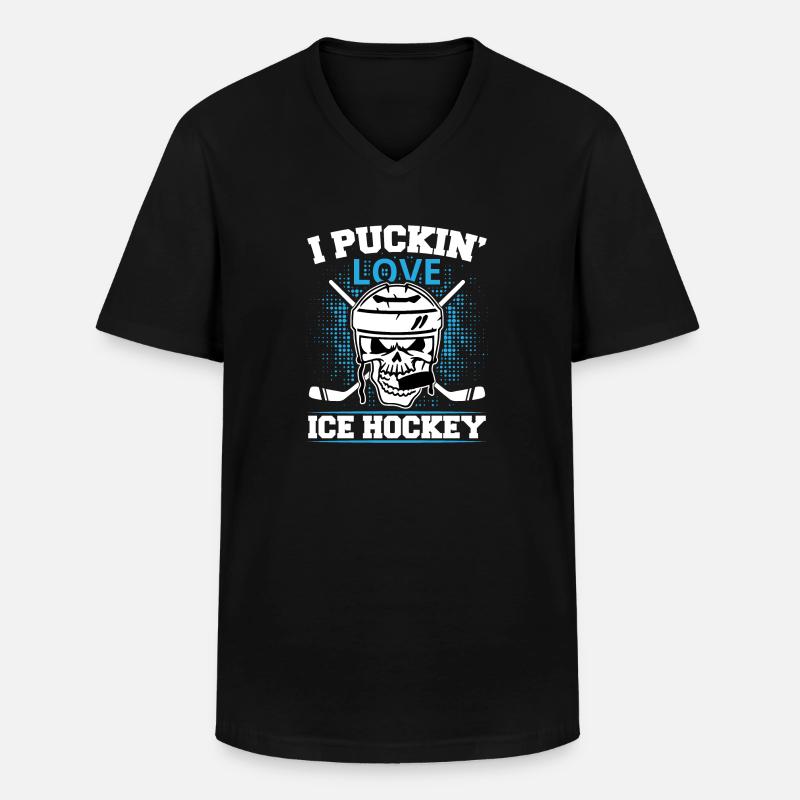 Eishockey Eishockeyschläger Eishockey - Männer-T-Shirt mit V-Ausschnitt - Schwarz