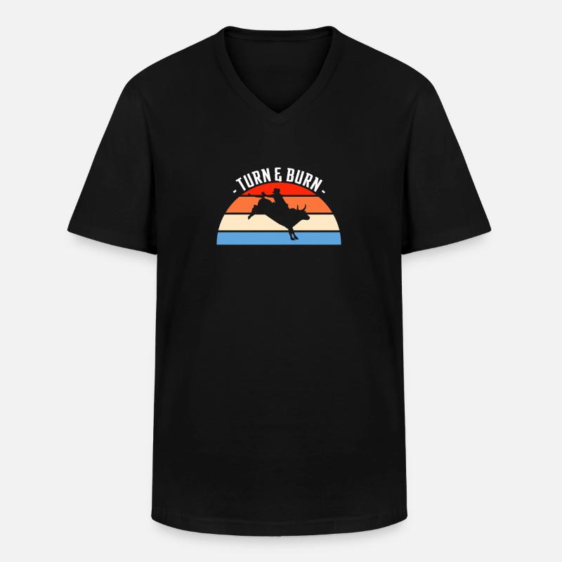 Turn & Burn Rodeo Geschenk - Männer-T-Shirt mit V-Ausschnitt - Schwarz
