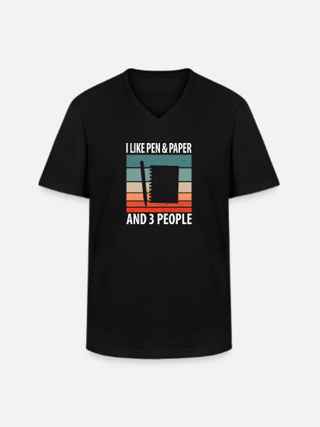Stylo & Papier - T-shirt col V Homme - noir